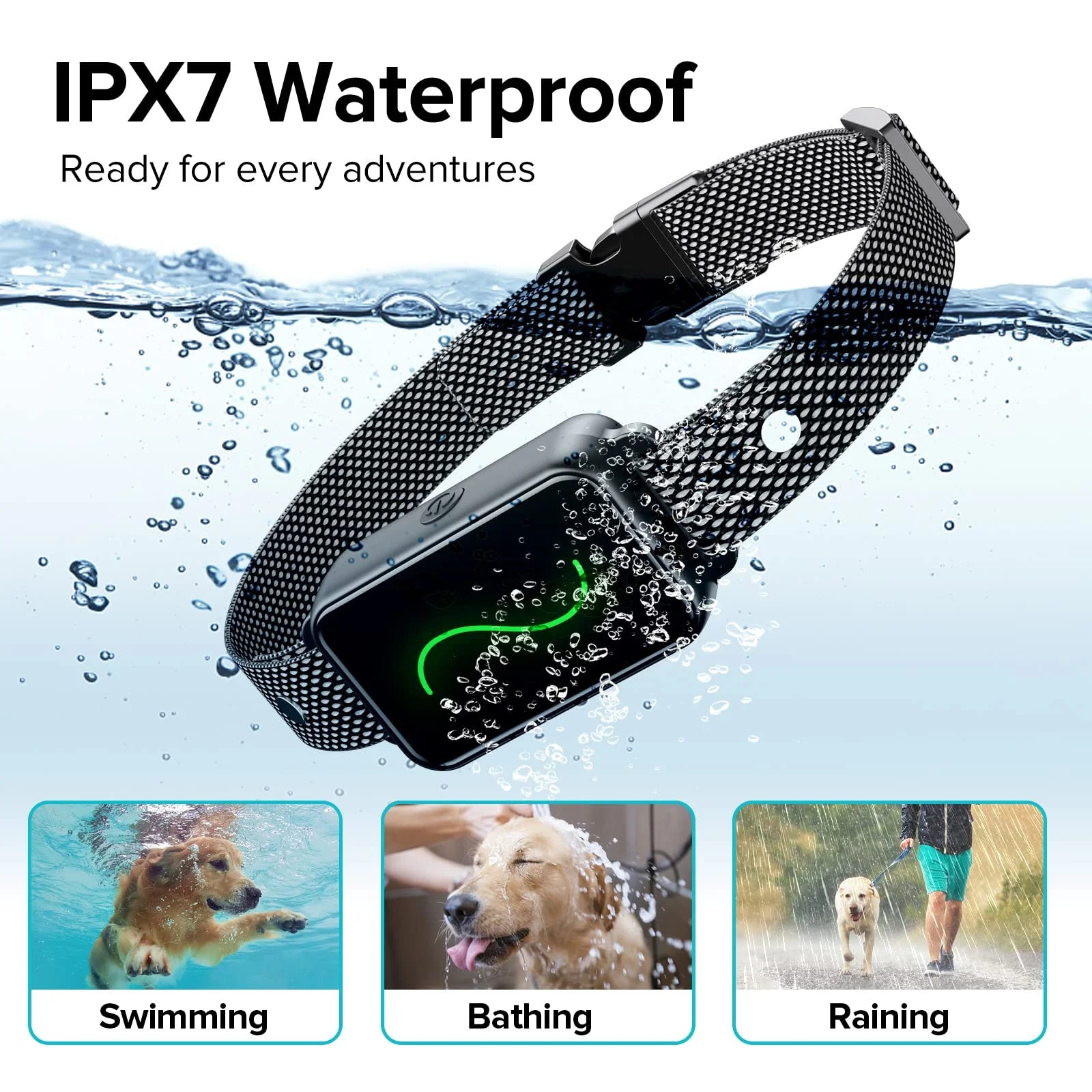 Dog Shock Collar, Dog Training Collar with Remote, IPX7 Waterproof with 3 Training Modes, Suitable for All Breeds