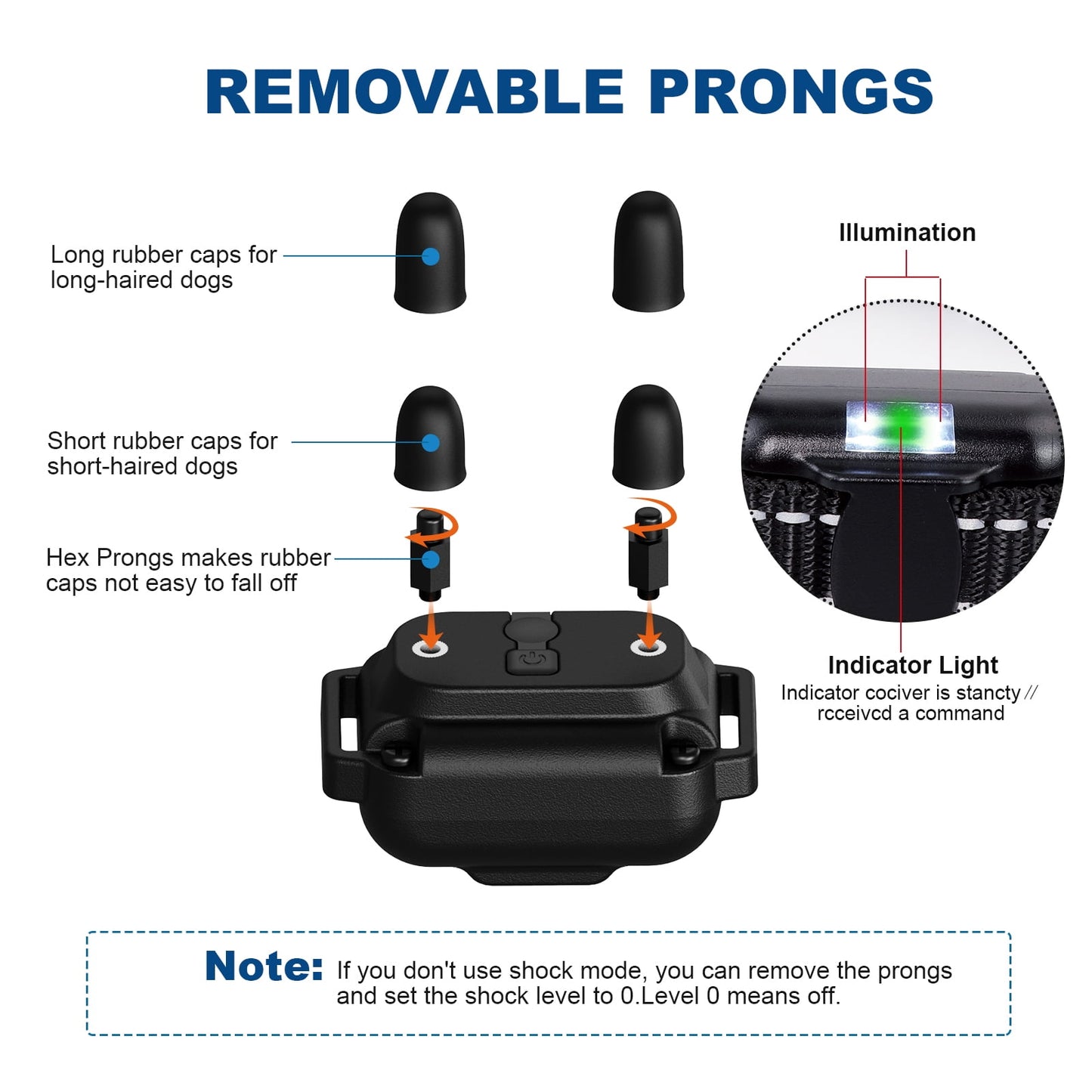 Dog Shock Collar with Remote, Waterproof Rechargeable Dog Training Collar for Small Medium Large Dogs, Electronic Collar with Sound, Vibration, and Electric Shock