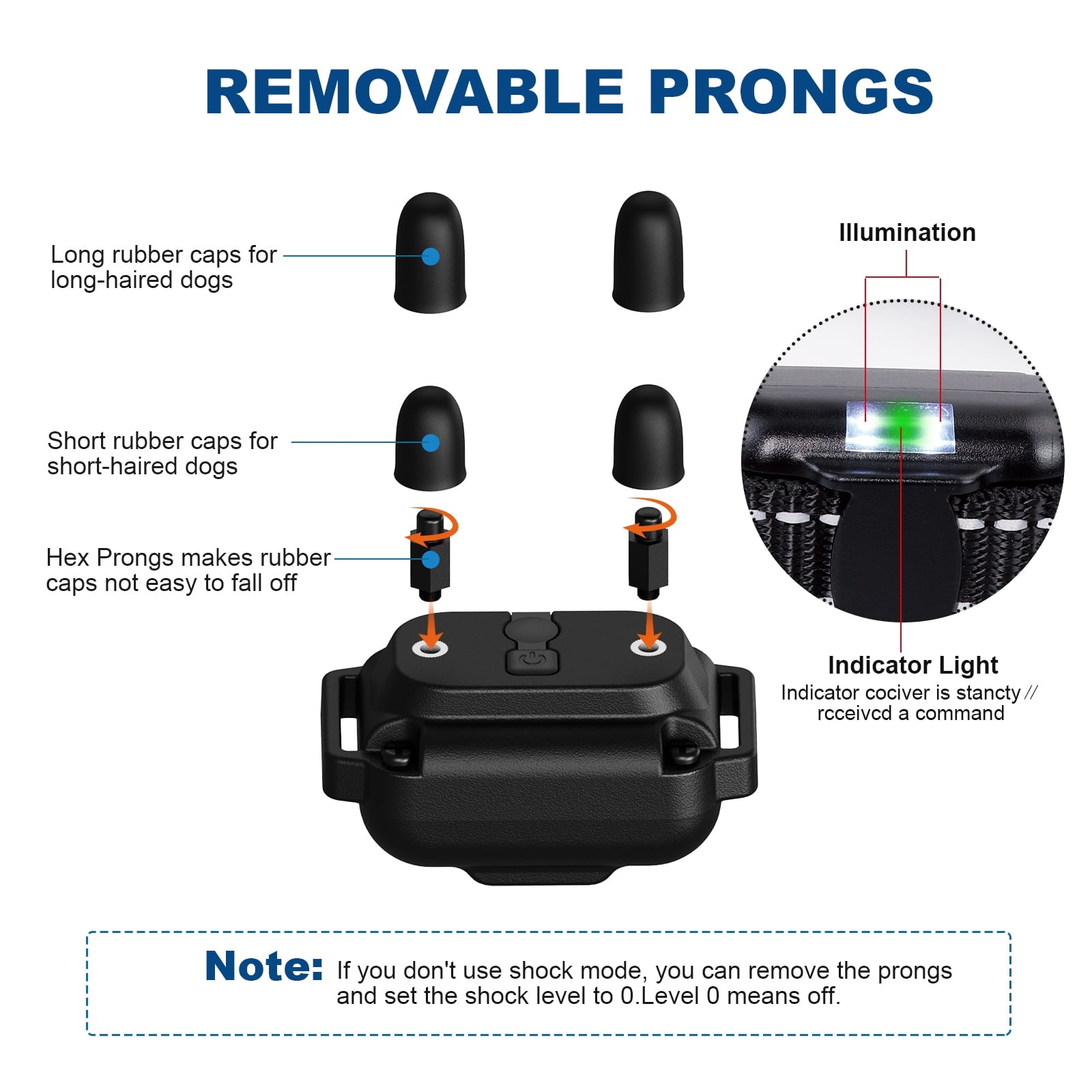 Dog Shock Collar with Remote, Waterproof Rechargeable Dog Training Collar for Small Medium Large Dogs, Electronic Collar with Sound, Vibration, and Electric Shock