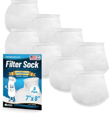 7 Inch Ring Filter Socks 200 Micron, Filter Socks for Saltwater Aquarium, Sump Filter Sock, Felt Aquarium Socks, Reef Filter Sock (8 Pack, 7" X 8")