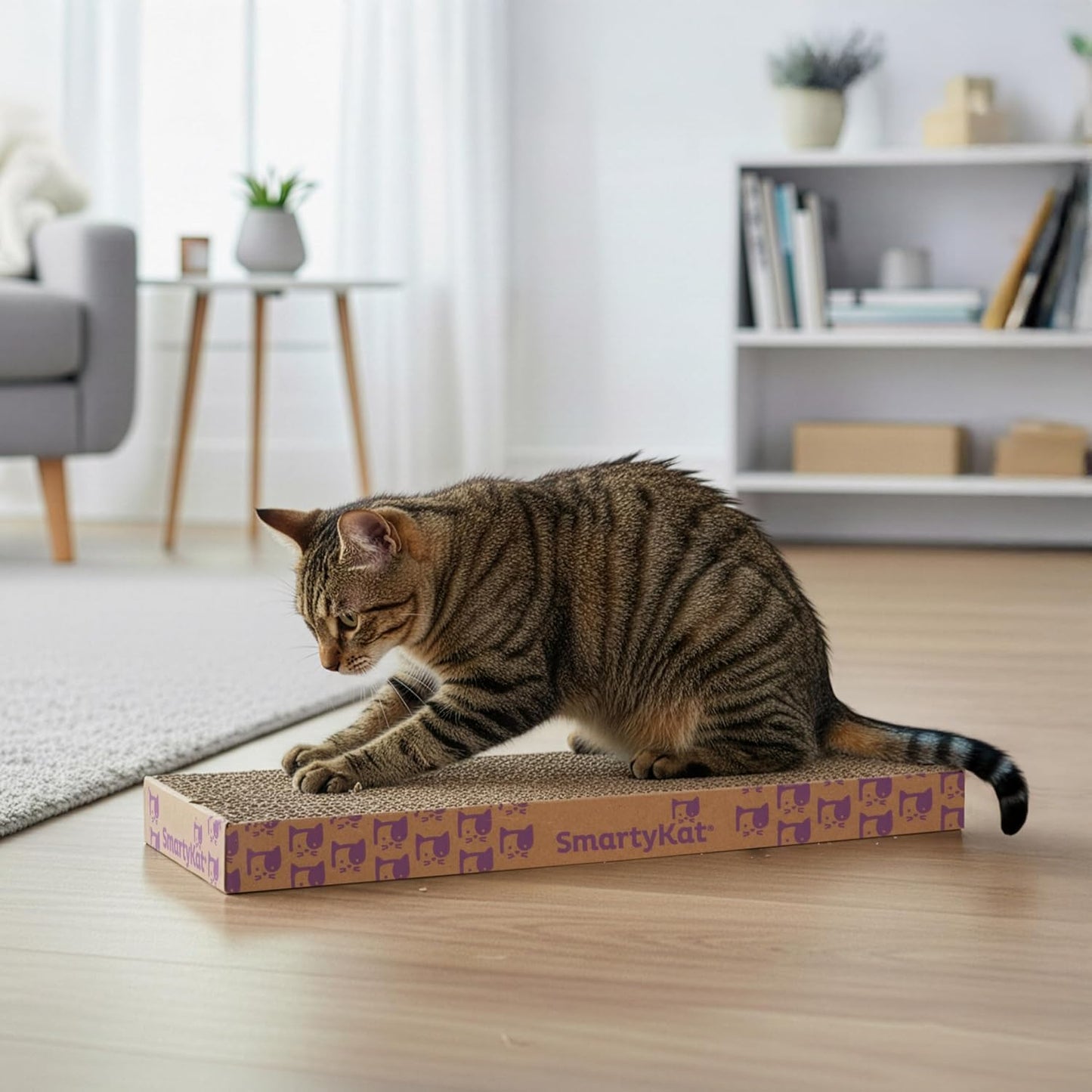 Scratch up Corrugated Hanging Cat Scratcher, Catnip Infusion Technology - Brown, Single Wide