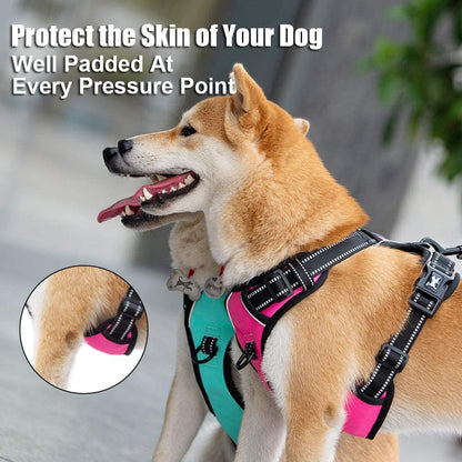 Mint Blue No-Pull Reflective Dog Harness with Handle