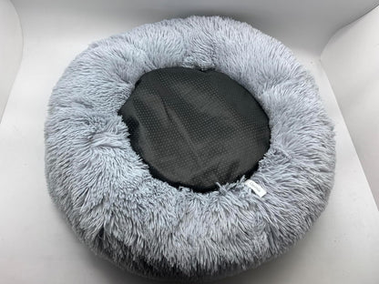 Cat Beds for Indoor Cats,20’’X20’’ Washable Donut Bed,Soft Plush Pet Cushion,Waterproof Bottom Fluffy Dog and Cat Calming and Self-Warming Bed for Sleep Improvement,Grey