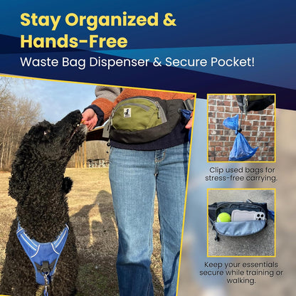 Dog Treat Pouch, Green Dog Treat Pouches with Removeable Pocket, Treat Pouches for Pet Training with Dog Poop Bag Dispenser and Used Dog Poop Bag Holder, Dog Treat Bags Training Pouch