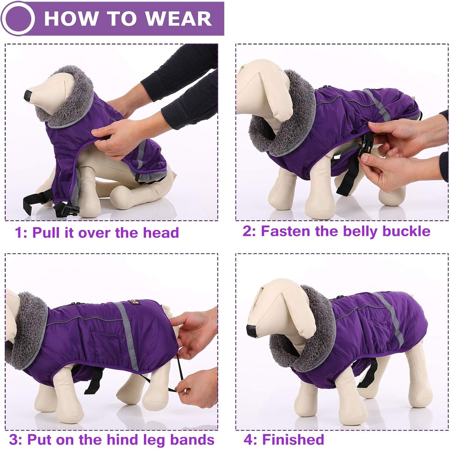 Warm Dog Coat - Reflective, Waterproof Winter Turtleneck Jacket for Cold Weather, Thick Fleece Snowsuit & Christmas Vest for Small to Large Dogs