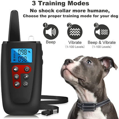 No Shock Dog Training Collar, 3300Ft Range Vibrating Dog Collar, IPX7 Waterproof Dog Training Collar with Remote, Only Sound and Vibration Collar for Training Dogs