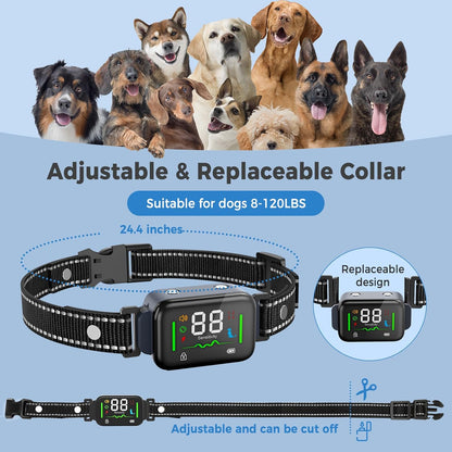Dog Training Collar with Automatic No Barking Mode Remote 2600FT Dog Shock Collar with Replacement Strap (Gray)