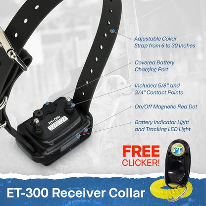 ET-300 Mini E Collar for Dog Training with Remote - 1/2 Mile Range, Waterproof, 100 Blunt Stimulation Levels, Tone or Vibration Mode, Night Light Tracking for Small, Medium & Large Dogs