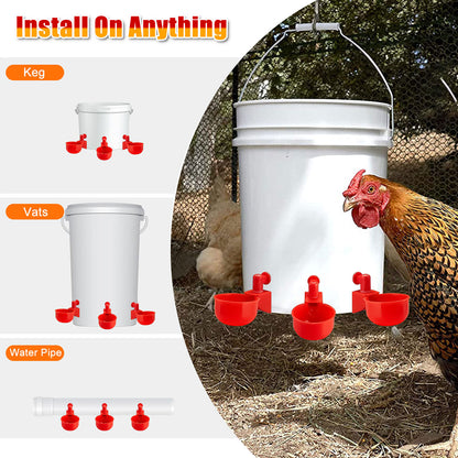 12X Chicken Automatic Watering Cups, Drinker Waterer, for Duck Quail Hen Poultry