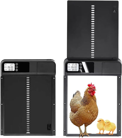 Automatic Chicken Coop Door, Aluminum Weatherproof Coops Door Opener with Timer, Predator Resistant Self-Locking Auto Chicken Doors for Home & Farm