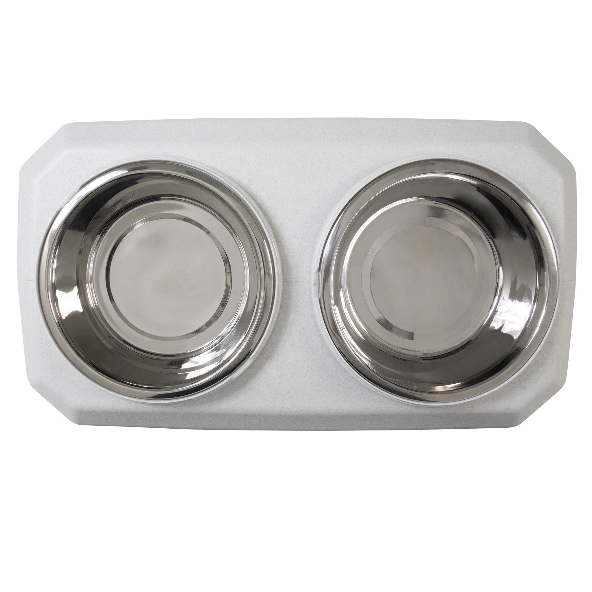 Vittles Vault 2-In-1 Elevated Stainless Steel Dog Bowls with 50 Lb Dry Food Storage, White