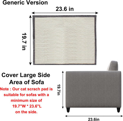 Cat Scratch Sofa Protector,Cat Scratching Couch Protector with 19.7''L*23.6''W Natural Sisal Scratching Mat for Protecting Couch Sofa Chair (Dark Grey/Left Hand)