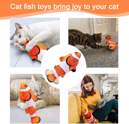 Cat Toy Flopping Fish - Interactive Cat Toy for Indoor Bored Cats, Automatic Moving Floppy Fish Dog Toy, 11" Realistic Electric Kitten Kicker Exercise Stuff with Catnip Silvervine