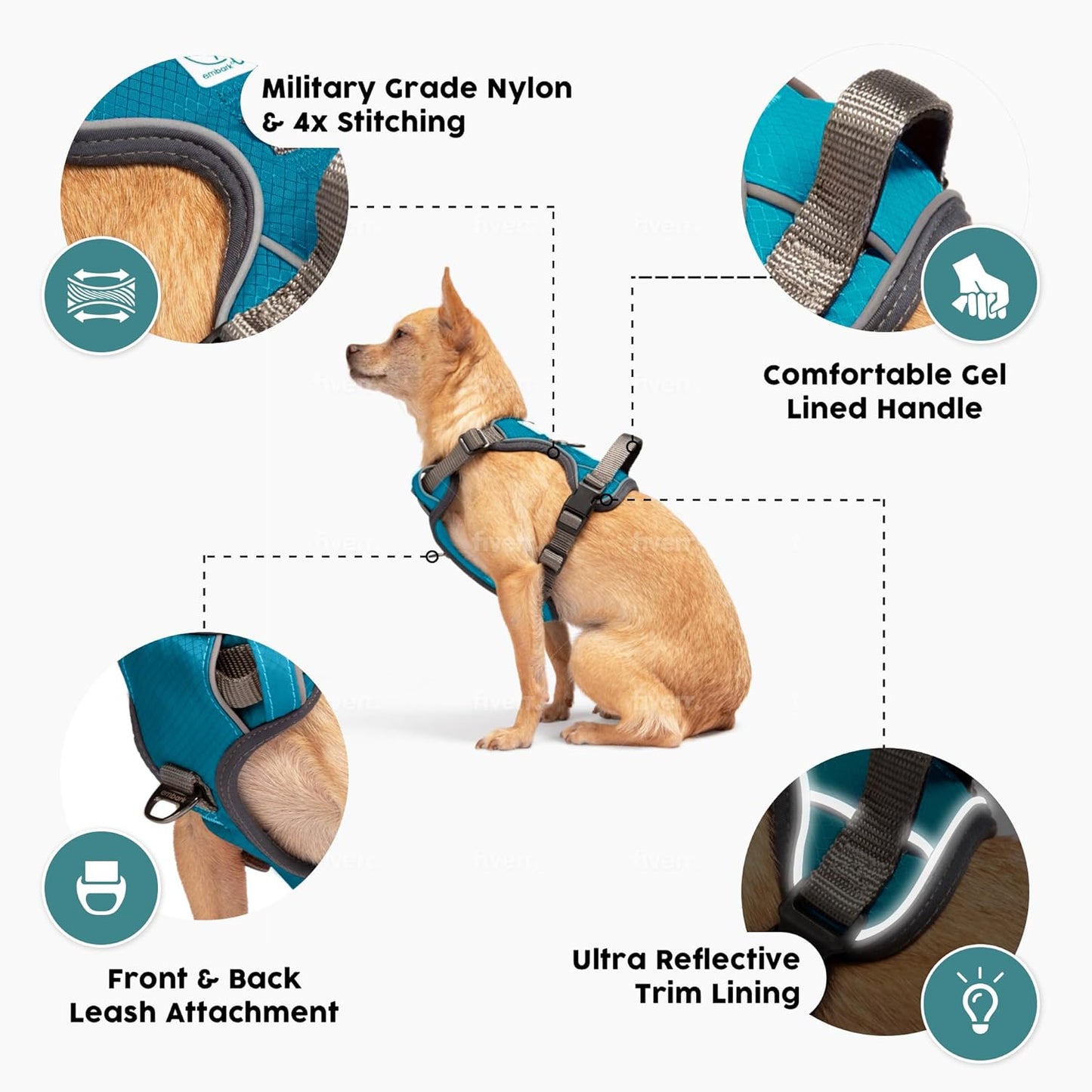 Embark XL No-Pull Dog Harness With Reflective Trim
