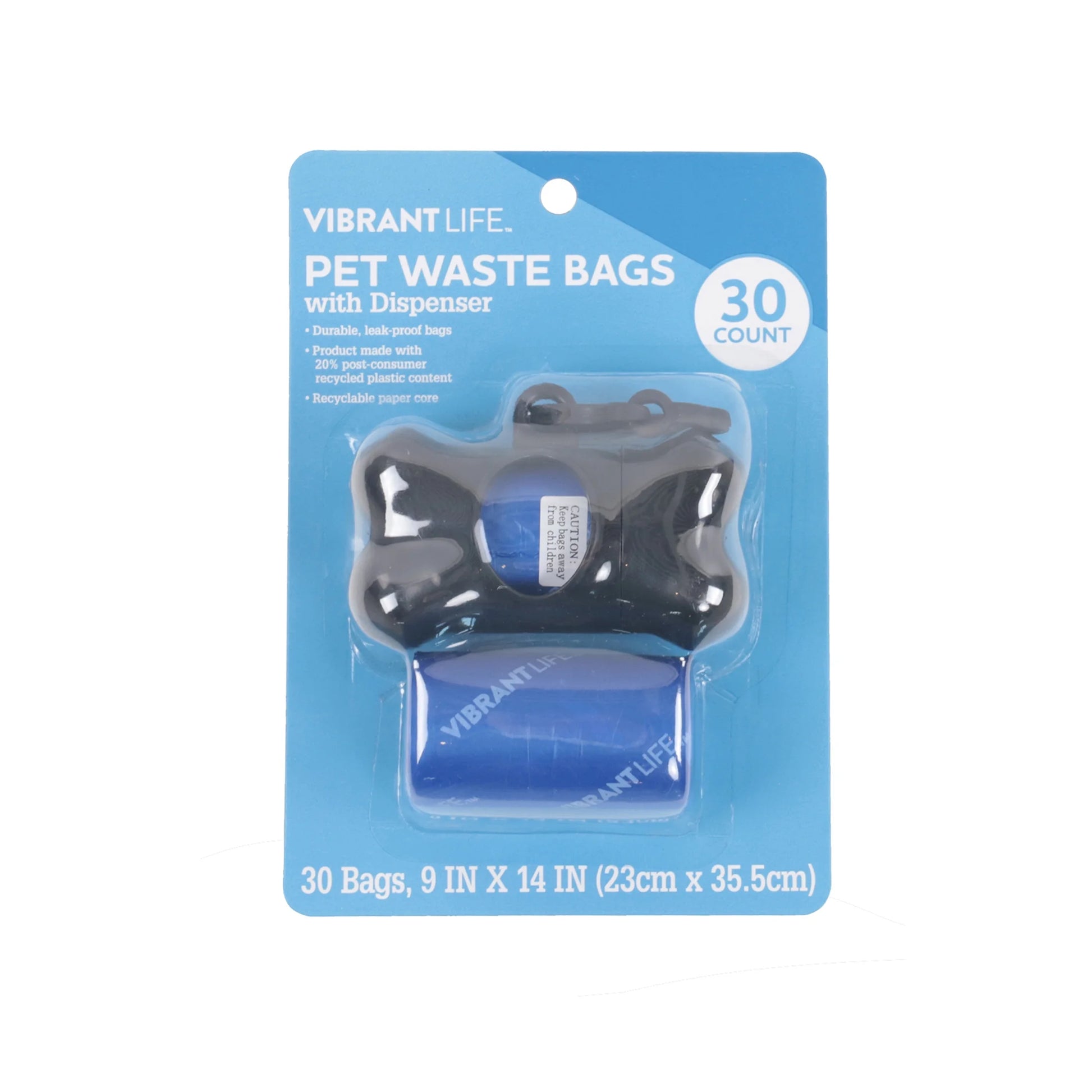 Dog Poop Bag Dispenser Holder with Blue Pet Waste Bag, 30 Count