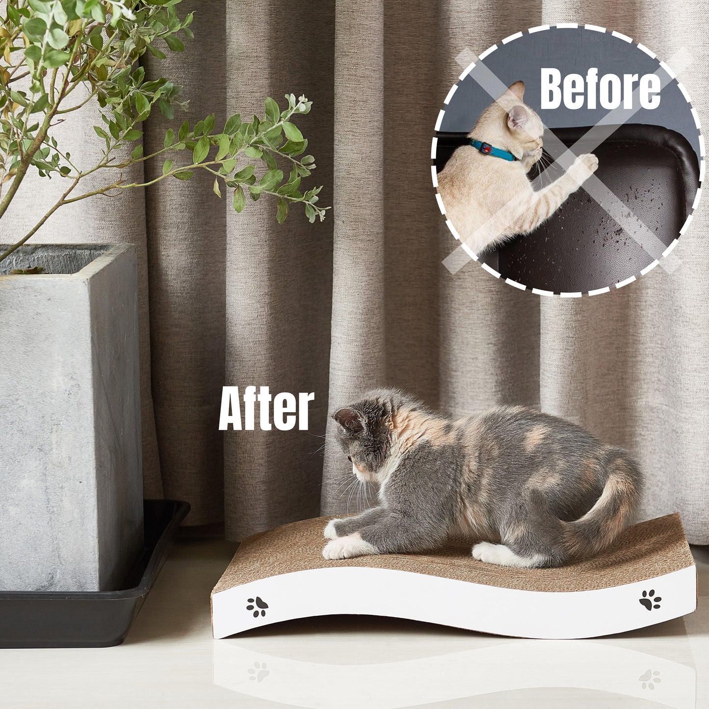 Cat Scratcher Cardboard with Premium Scratch Textures Design, Durable, Reversible