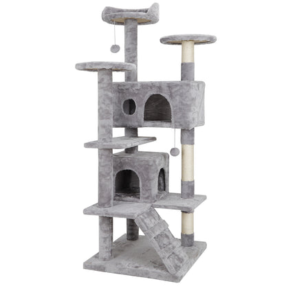 Activity Tower Pet Cat Tree 53" Kitty Furniture with Sisal-Covered Scratch Post