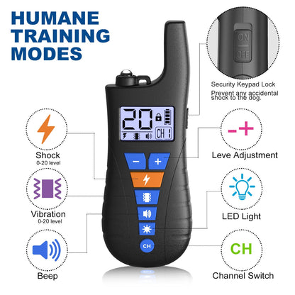 Dog Shock Collar with Remote, Waterproof Rechargeable Dog Training Collar for Small Medium Large Dogs, Electronic Collar with Sound, Vibration, and Electric Shock