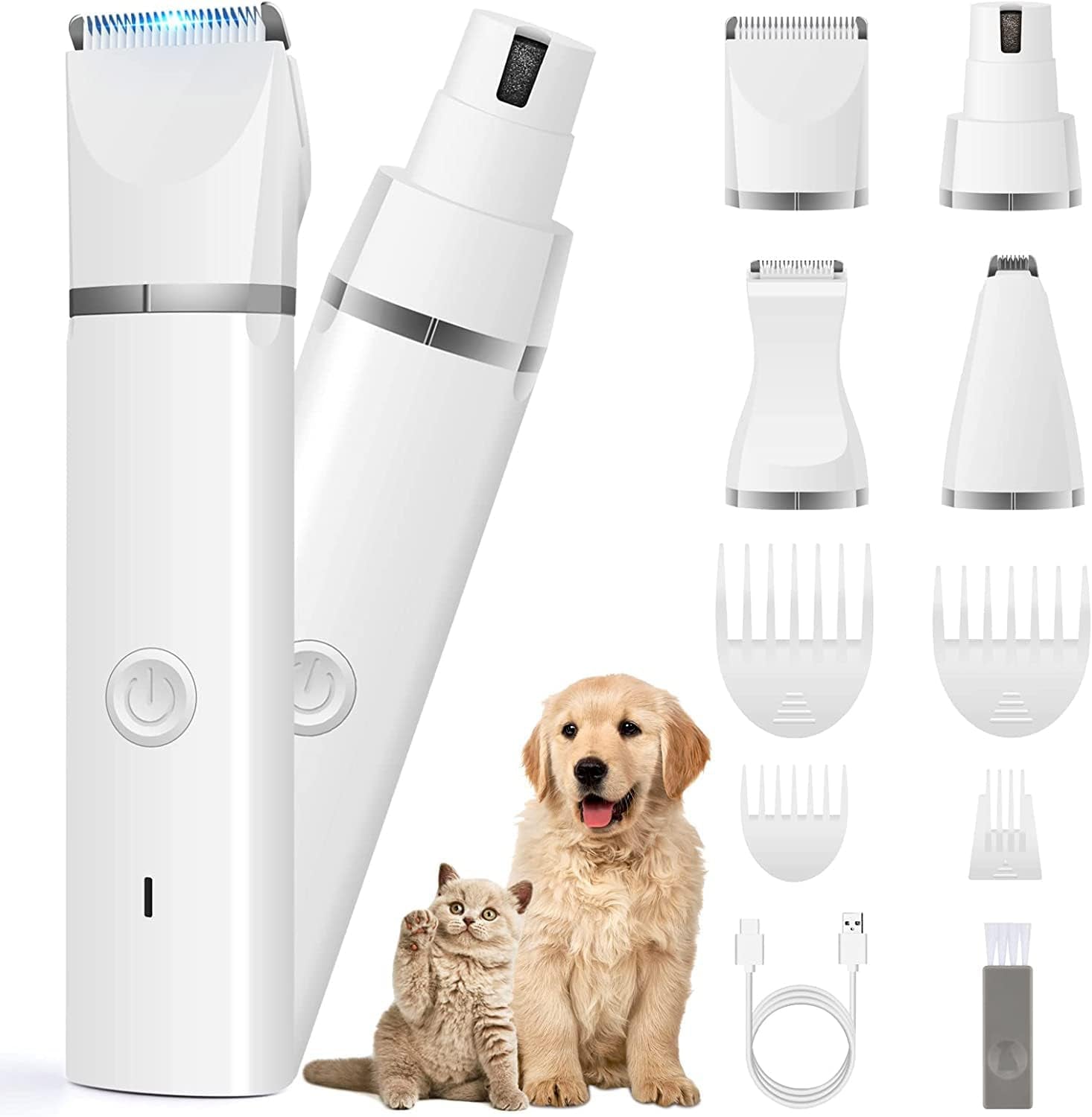 Quiet Cordless Pet Grooming Kit with Clippers & Nail Grinder