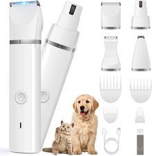 Quiet Cordless Pet Grooming Kit with Clippers & Nail Grinder