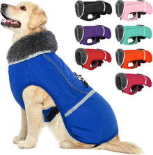 Warm Dog Coat Reflective Dog Jacket, Waterproof Dog Winter Coat Turtleneck Dog Clothes for Cold Weather, Thick Fleece Dog Snowsuit Christmas Dog Vest Pet Apparel for Small Medium Large Dogs 2XL