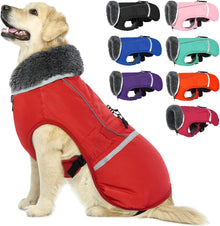 Warm Dog Coat Reflective Dog Jacket, Waterproof Dog Winter Coat Turtleneck Dog Clothes for Cold Weather, Thick Fleece Dog Snowsuit Christmas Dog Vest Pet Apparel for Small Medium Large Dogs 3XL