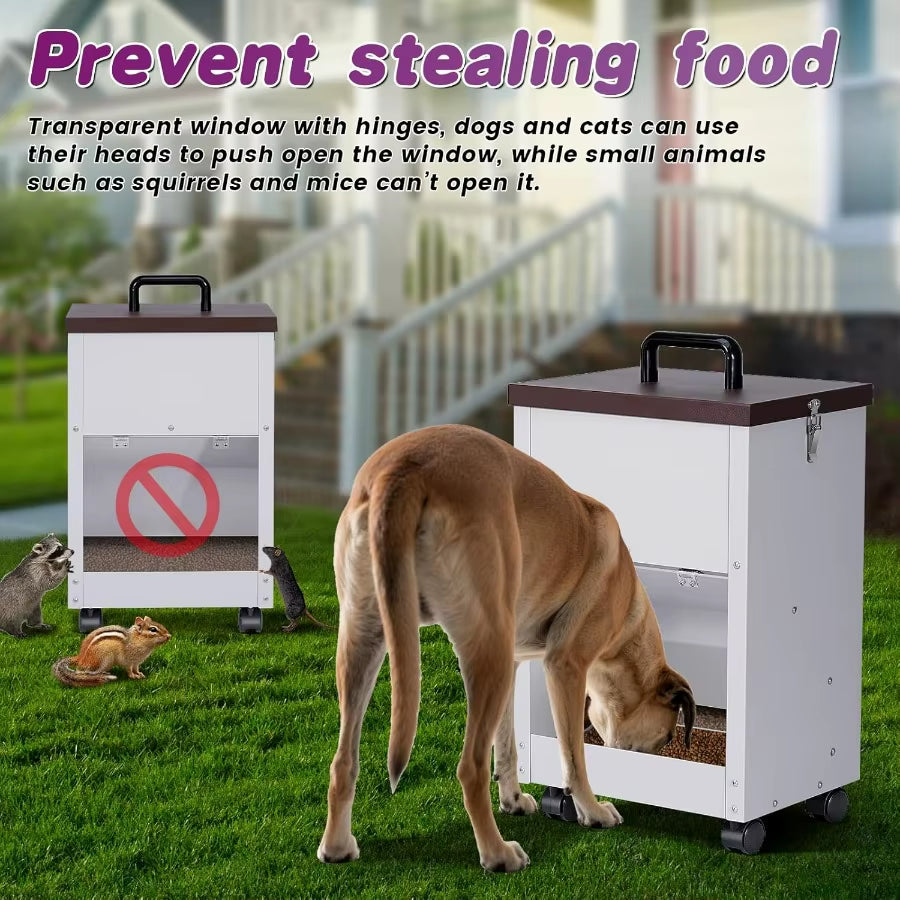 30 lb Outdoor Gravity Dog Feeder for Large Breeds