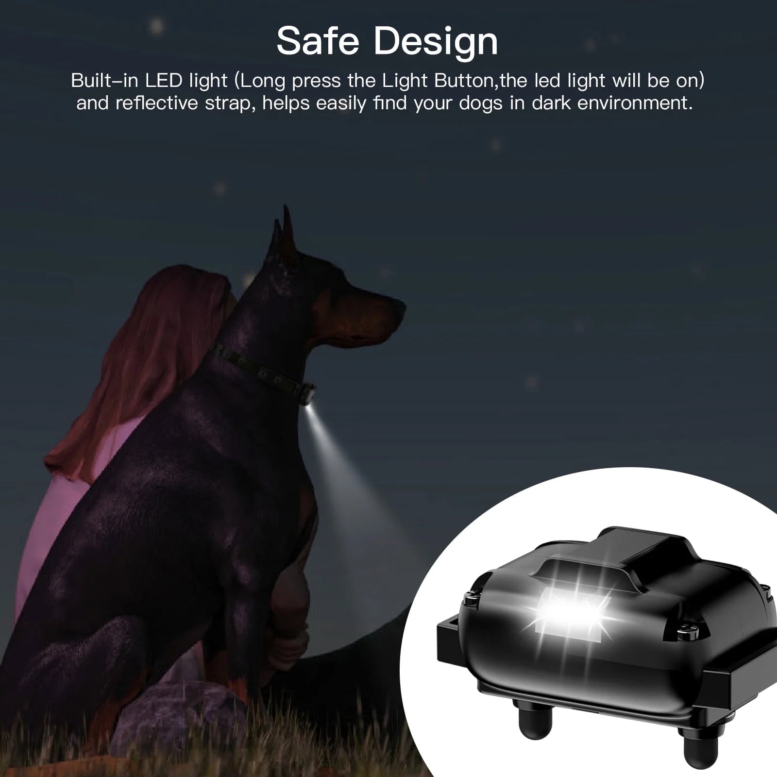 Dog Training Collars, Dog Shock Collar with Remote 2600 Feet, 3 Modes Beep Vibration Shock, IPX7 Waterproof, LED Light, USB Charging, Dog Bark Collar for Training Small Medium Large Dogs