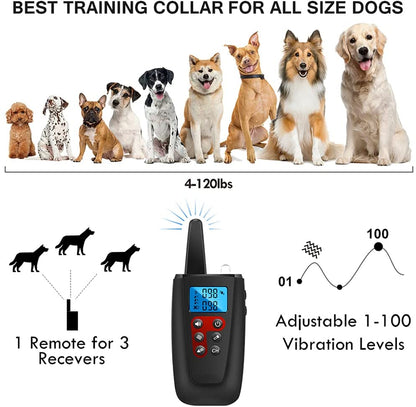 No Shock Dog Training Collar, 3300Ft Range Vibrating Dog Collar, IPX7 Waterproof Dog Training Collar with Remote, Only Sound and Vibration Collar for Training Dogs