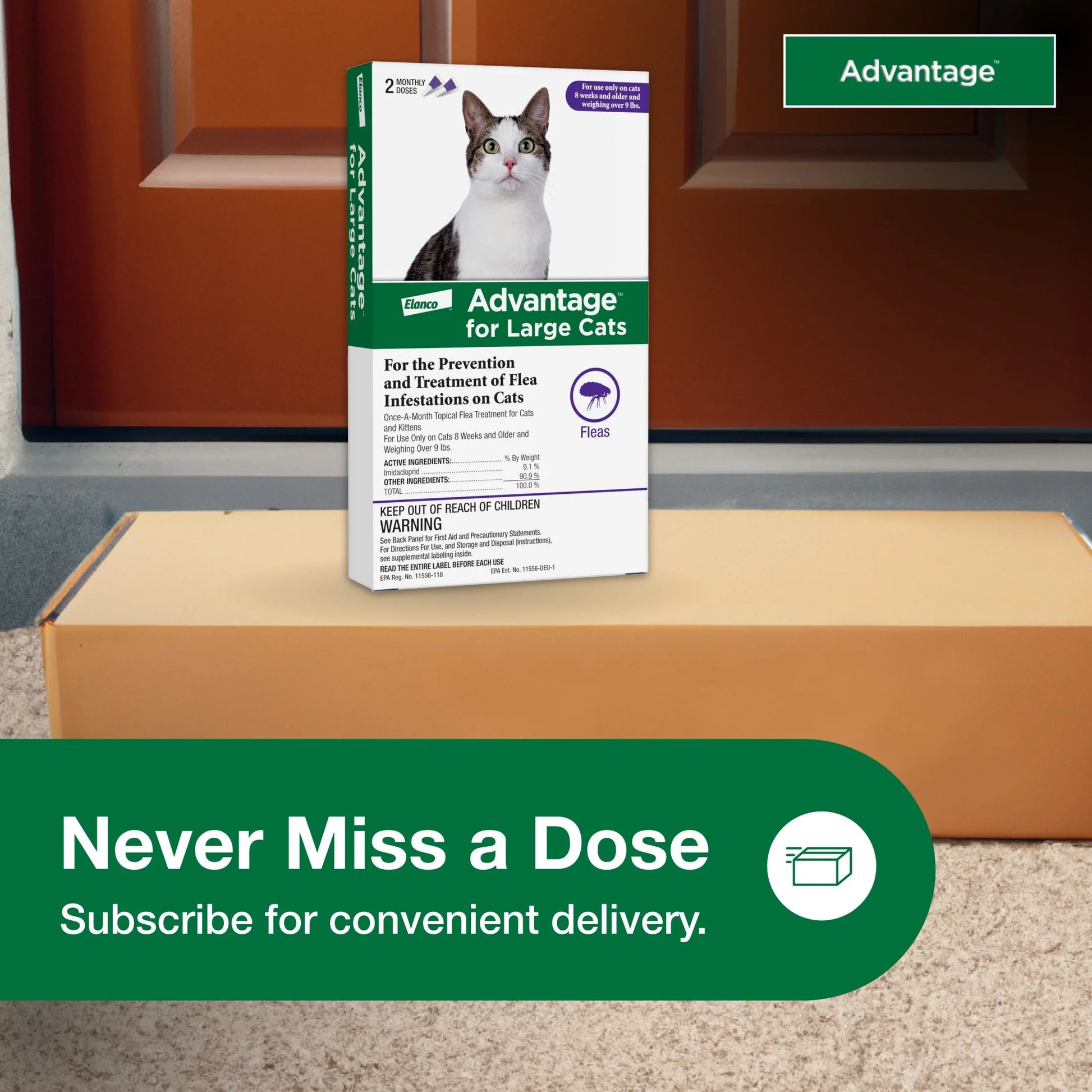 Topical Flea Treatment & Prevention for Large Cats over 9 Lbs. (2 Count)