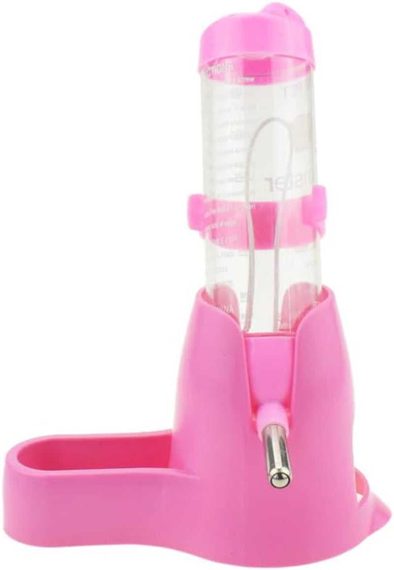 Hamster Water Bottle, Pet Dispenser for Cage with Base Hut Small Pet Nest Hamster Water Bottle Holder(Pink)