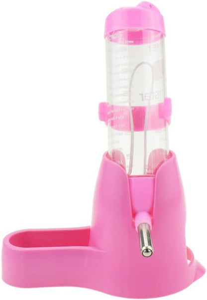 Hamster Water Bottle, Pet Dispenser for Cage with Base Hut Small Pet Nest Hamster Water Bottle Holder(Pink)