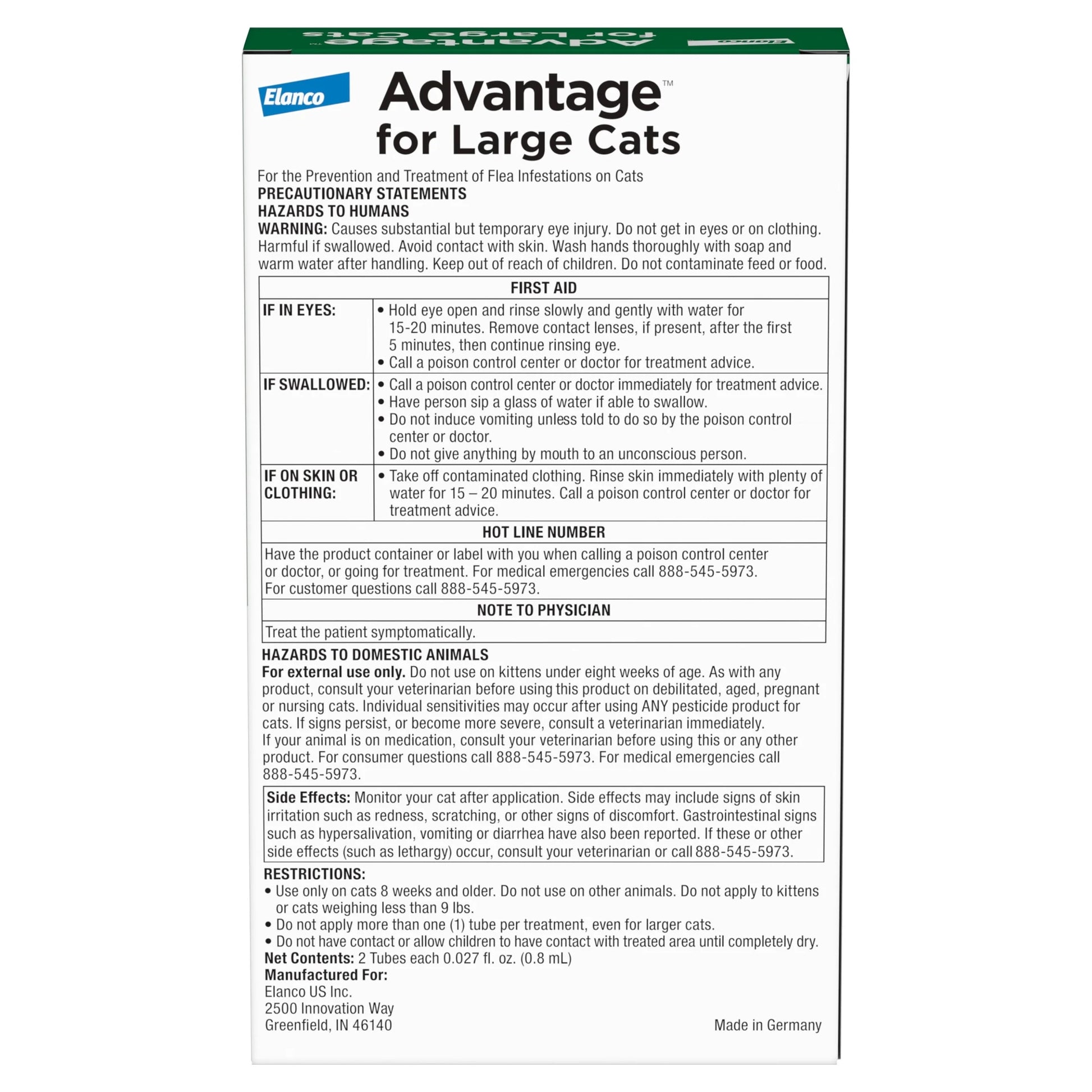Topical Flea Treatment & Prevention for Large Cats over 9 Lbs. (2 Count)