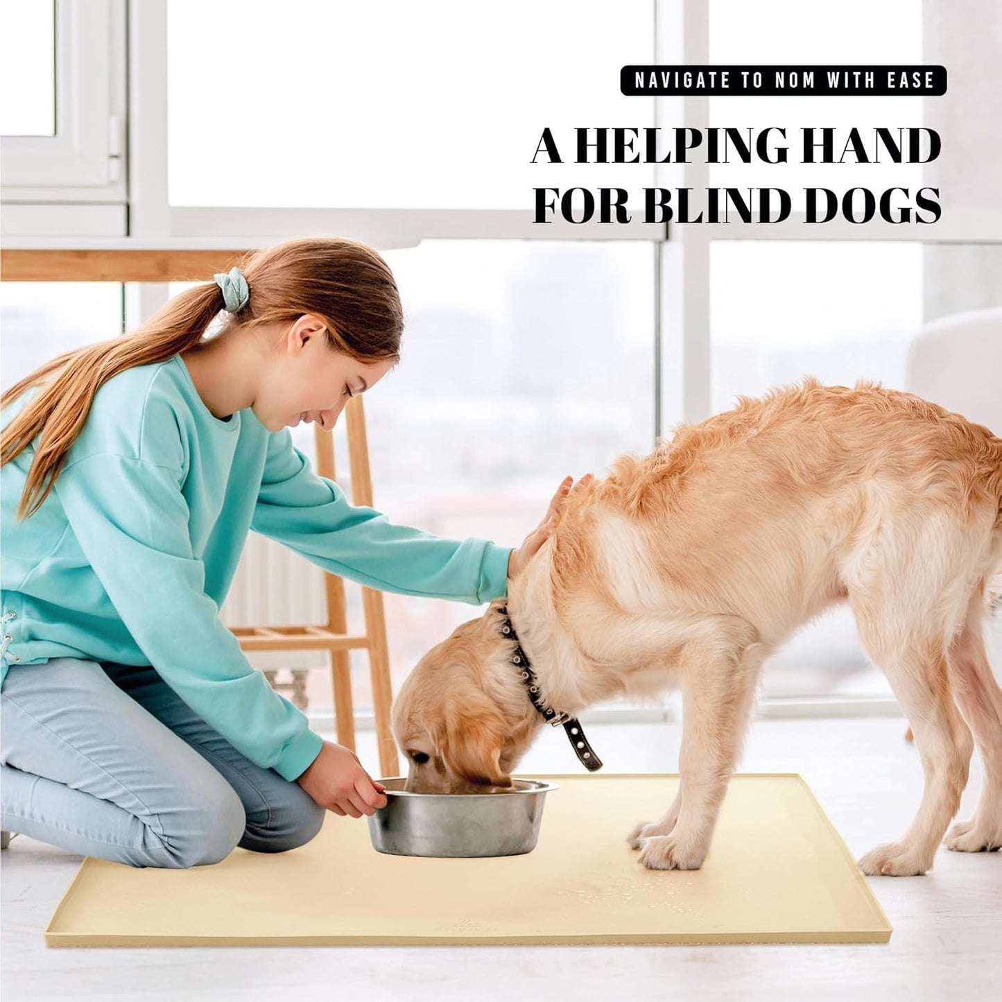32X24'' Silicone Dog Mat for Food and Water, 0.63'' Edge Dog Food Bowl Mats for Floor Waterproof, Dogs Water Mat for Sloppy Drinker, Non Slip Rubber Pet Feeding Mats for Indoor Dogs and Cats
