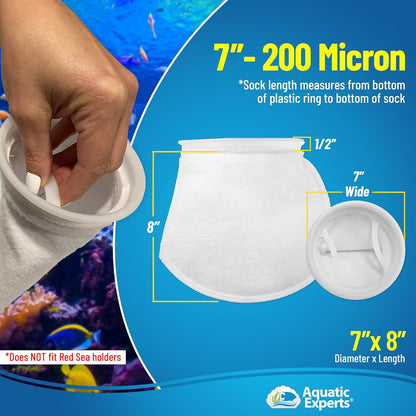 7 Inch Ring Filter Socks 200 Micron, Filter Socks for Saltwater Aquarium, Sump Filter Sock, Felt Aquarium Socks, Reef Filter Sock (8 Pack, 7" X 8")