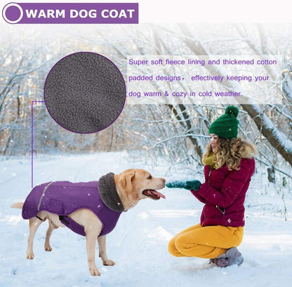 Warm Dog Coat - Reflective, Waterproof Winter Turtleneck Jacket for Cold Weather, Thick Fleece Snowsuit & Christmas Vest for Small to Large Dogs