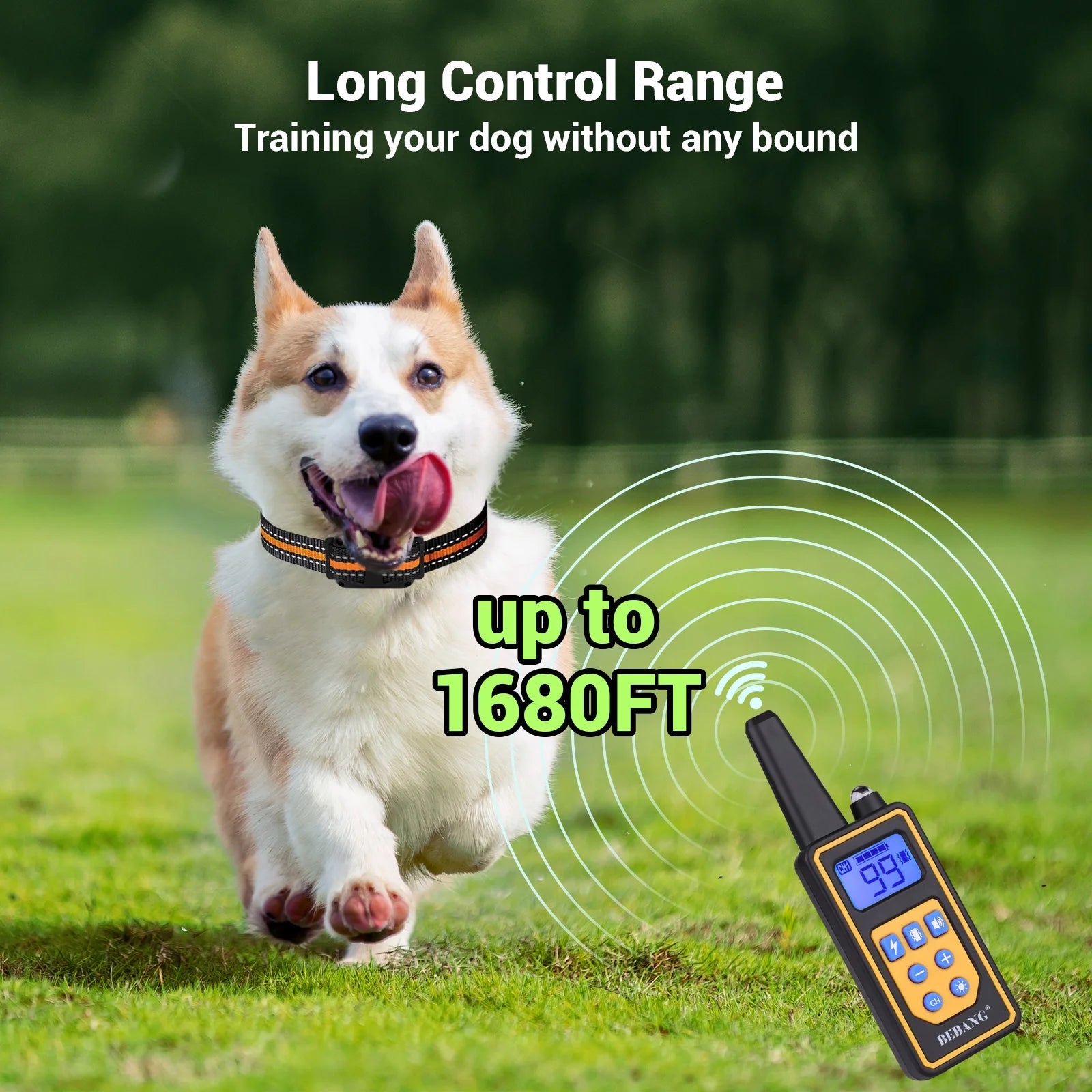 2600FT Dog Training Collar, Dog Shock Collar with Remote, 3 Modes Beep Vibration Shock, Waterproof, LED Light, Rechargeable Dog Shock Collar for Training Small Medium Large Dogs