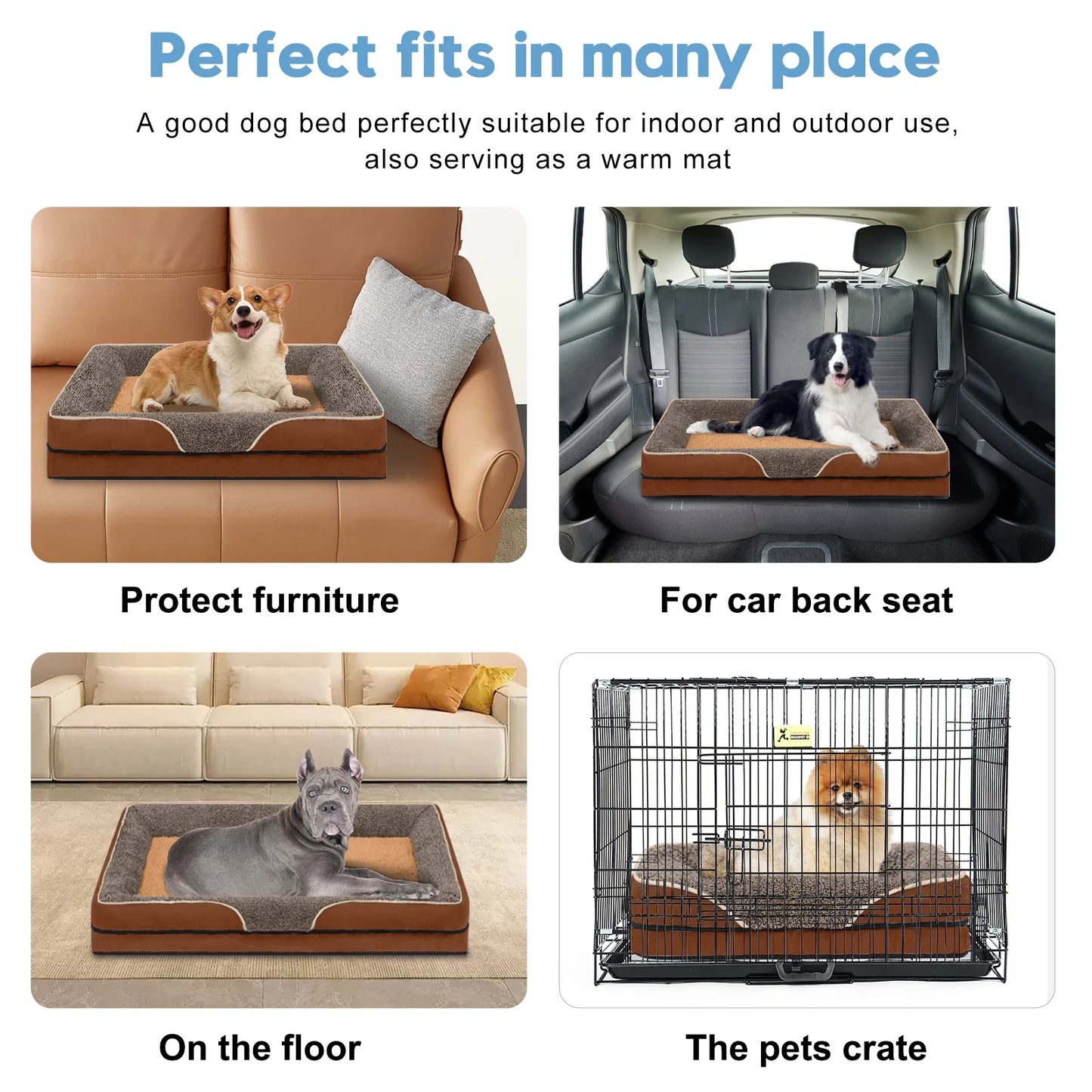Orthopedic Egg Crate Dog Bed Sofa, Size S (20" x 16")