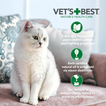 Natural Flea and Tick Home Spray for Cats – Natural Plant-Based Formula with Certified Essential Oils – Indoor Flea Treatment for Home Use – Safe and Deet-Free – 32 Oz Bottle