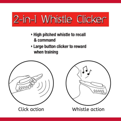 2-In-1 High Pitched Whistle Clicker, Dog Clicker Training Aid for Recall and Command Behaviour, with Neck Strap and Belt Hook 31 G