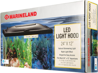 LED Light Hood for Aquariums, Day & Night Light 24 by 12-Inch,Blacks & Grays