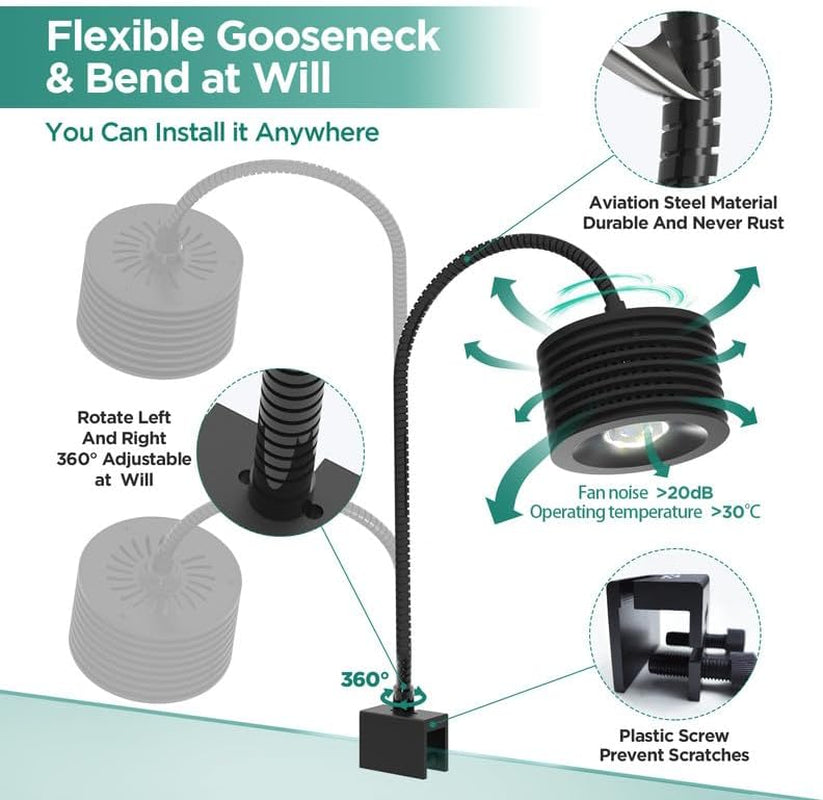 LED Aquarium Light, Planted Tank Light 4 Channels Remote Control 6500K Aquarium LED Lamp for Freshwater Fish Tank Refugium with Gooseneck (A20 Freshwater)