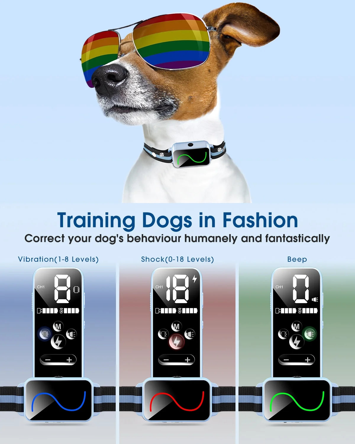 Dog Shock Collar, Training Collar with Remote for Puppies,Small, Medium, Large Dogs with Vibration, Electric Shock, Beep, Security Lock, and Waterproof