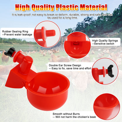 12X Chicken Automatic Watering Cups, Drinker Waterer, for Duck Quail Hen Poultry