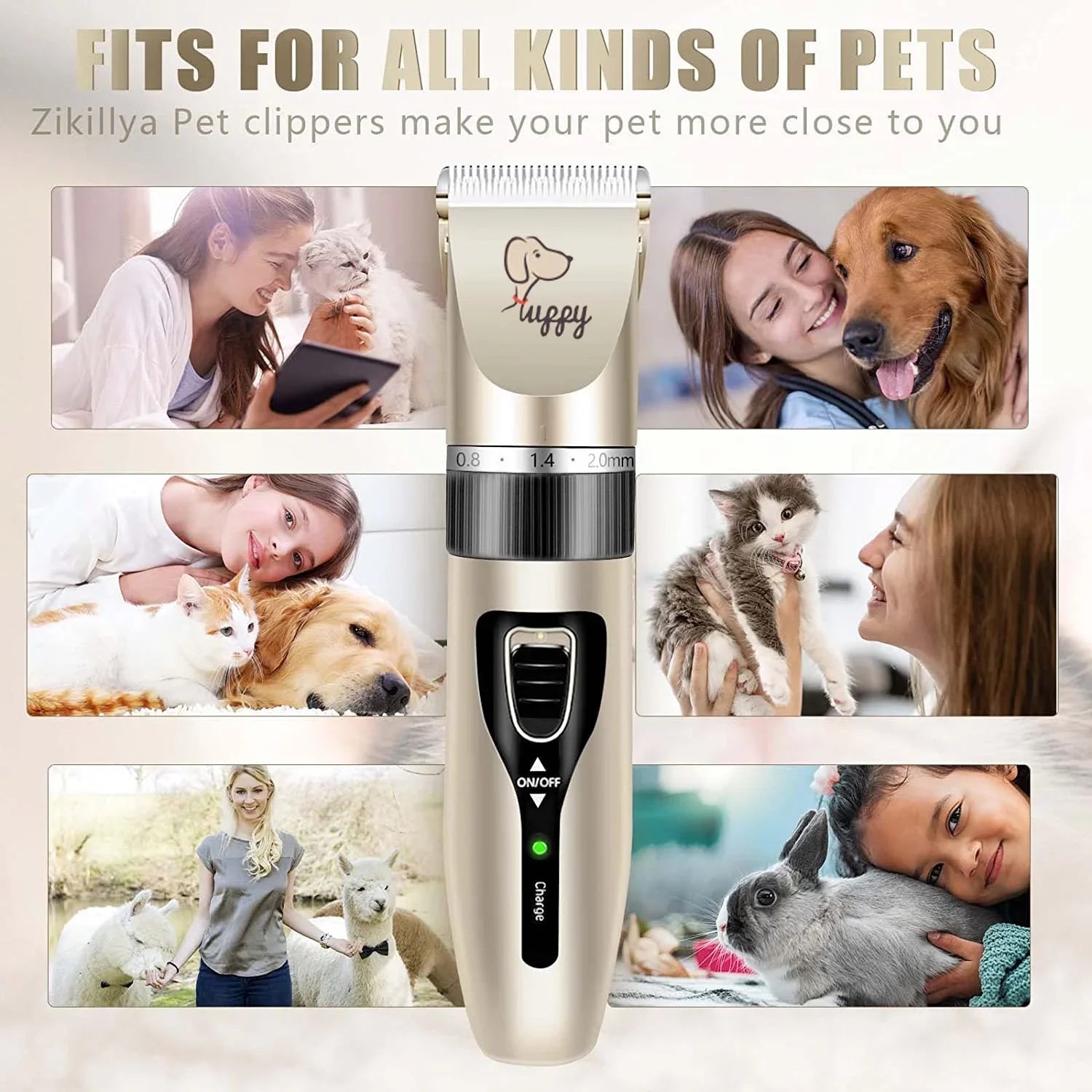 Low-Noise Cordless Pet Clippers Kit for Thick Coats
