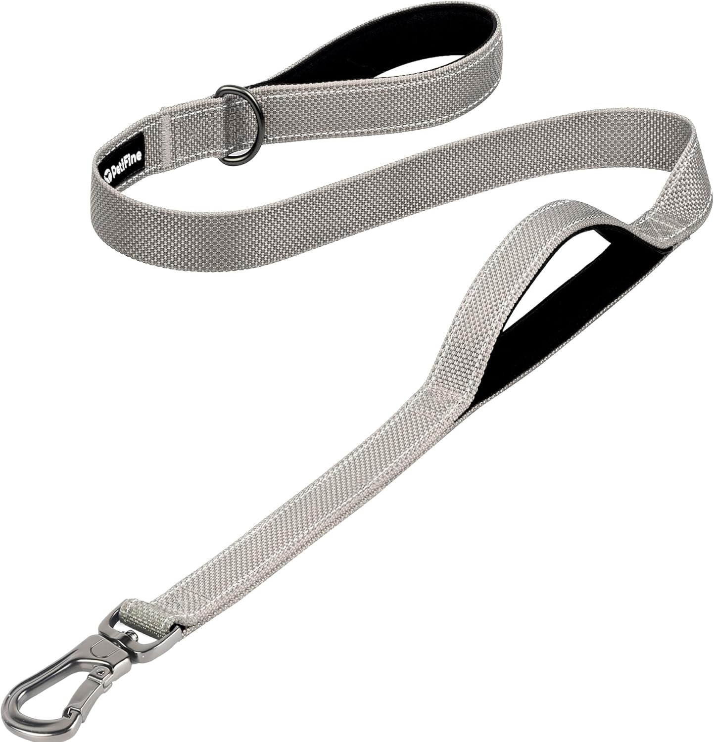 4FT Heavy Duty Reflective Dog Leash, Grey, Double Handle