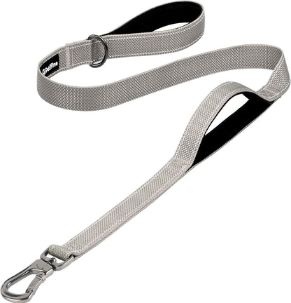 4FT Heavy Duty Reflective Dog Leash, Grey, Double Handle
