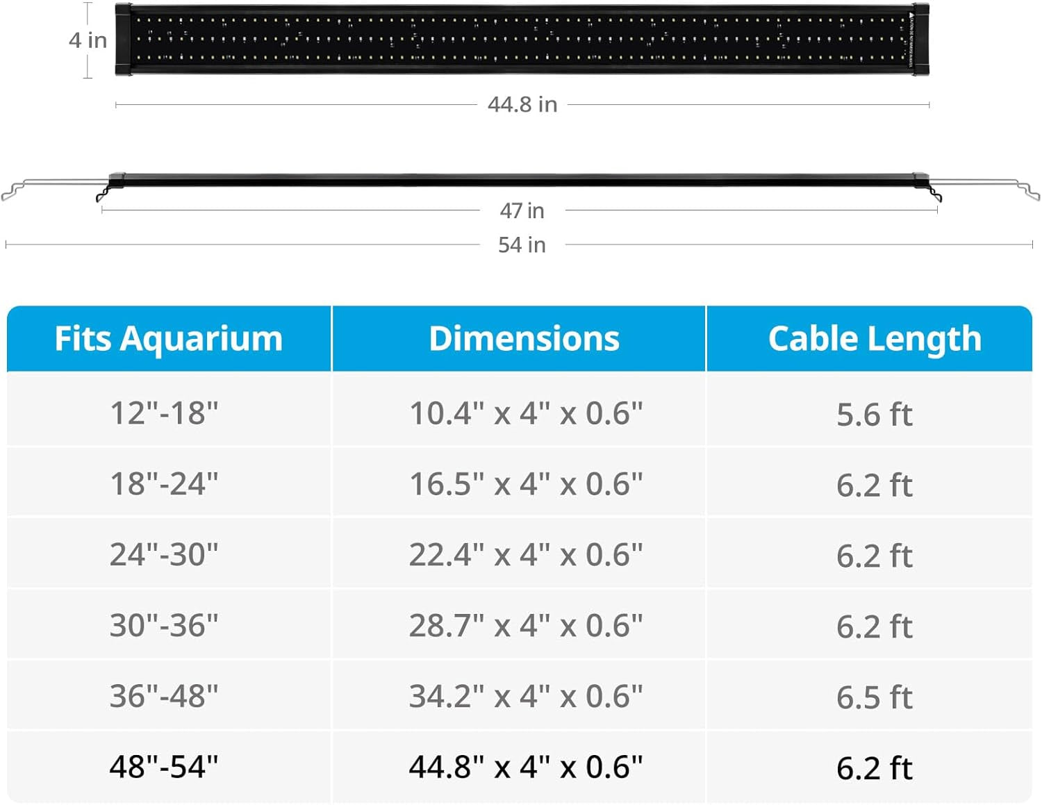 Classicled plus LED Aquarium Light with Timer, 32 Watts, for 48 to 54 Inch Fish Tank Light, Daylight and Moonlight Cycle